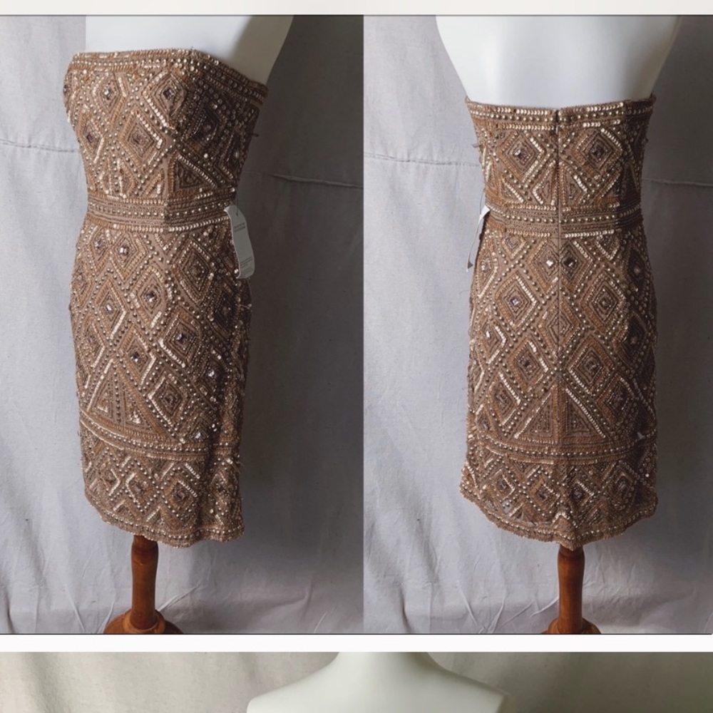 Fully Sequined and beaded strapless cocktail dress